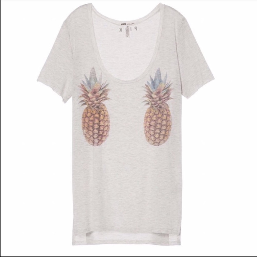 PINK Victoria Secret Super Soft Pineapple Tee, size large. EUC